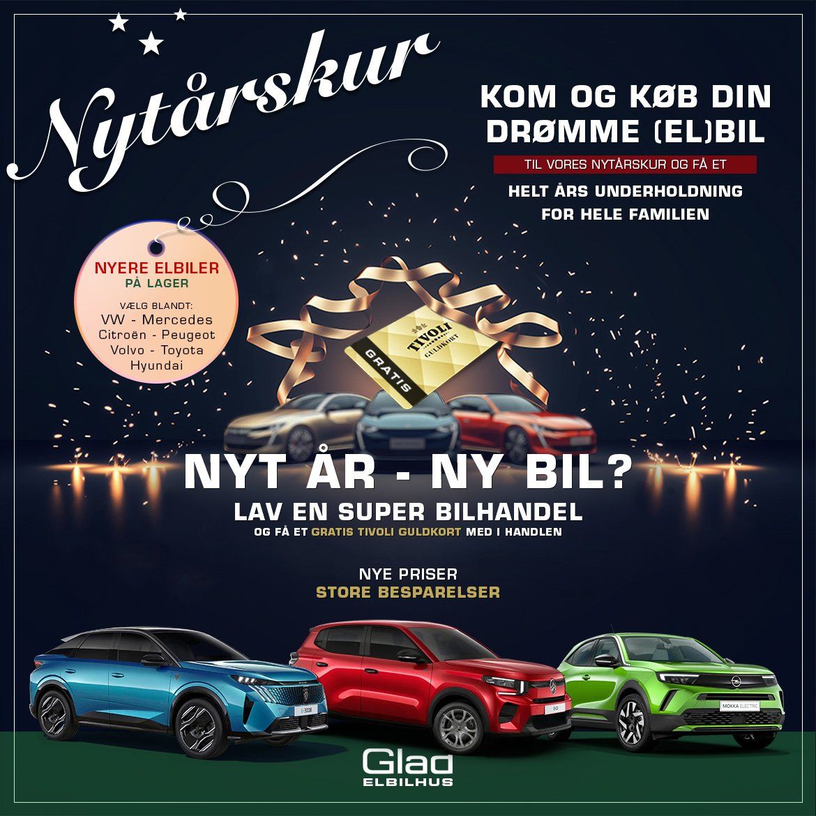 Nytårskur hos Glad - Gratis TIVOLI GULDKORT når du køber bil til vores nytårskur